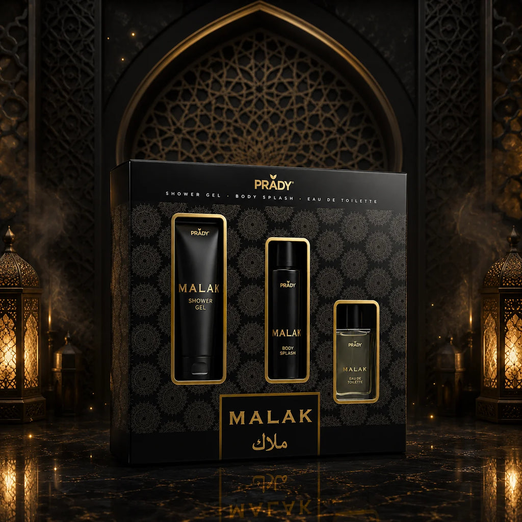Set de Perfume Árabe Malak Prady – Eau de Toilette + Body Splash + Gel de Ducha