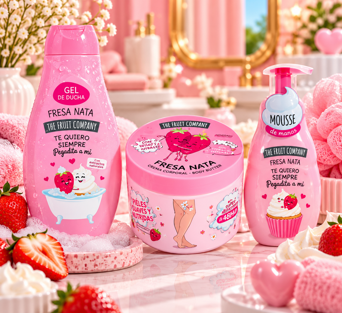 Trío Fresa y Nata – The Fruit Company | Cuidado Corporal