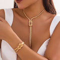 Set Collar y Pulsera Cadena Serpiente con Flecos – Estilo Y2K Vintage